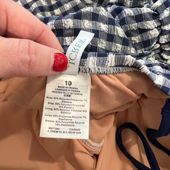 J.Crew Ruched tie-shoulder one-piece swimsuit in classic gingham - Picture 6 of 6